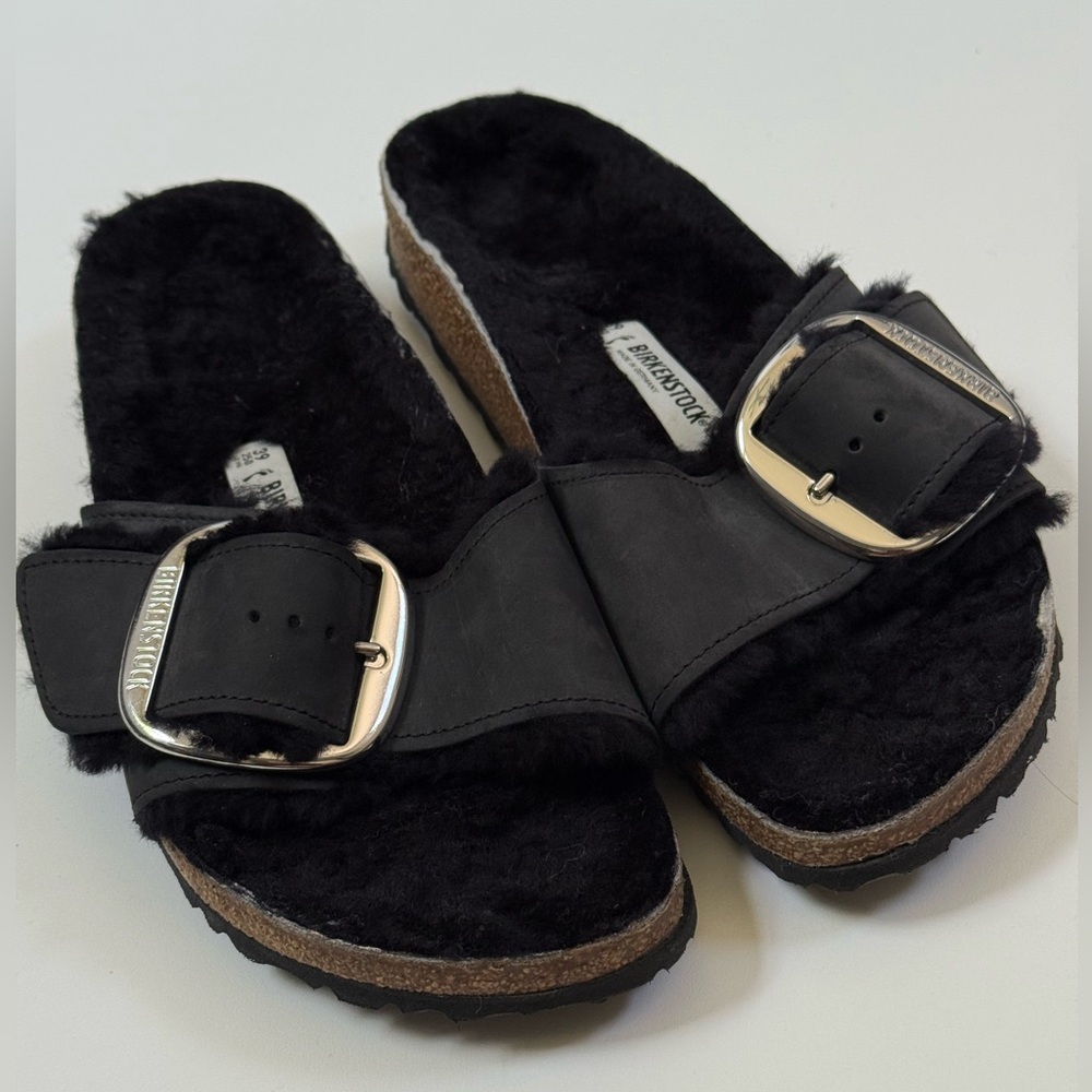 Birkenstock Womens Madrid Big Buckle Shearling Sandals Sz39 (New without box)